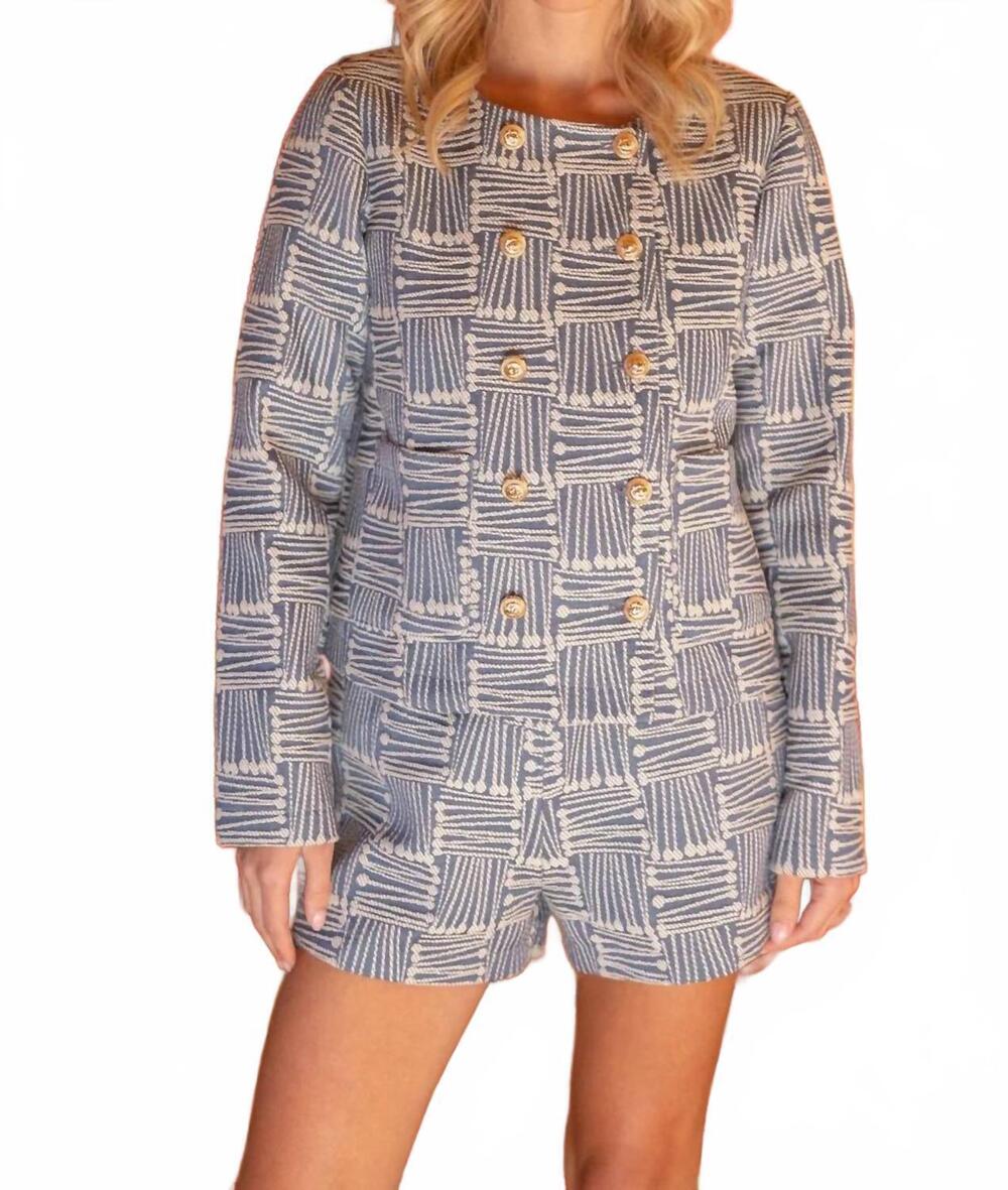NEW VOY checkered canvas woven fabric shorts in blue, white